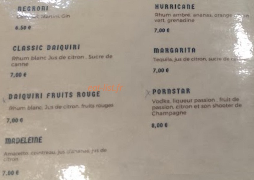Le Royal Bar — carte page 1
