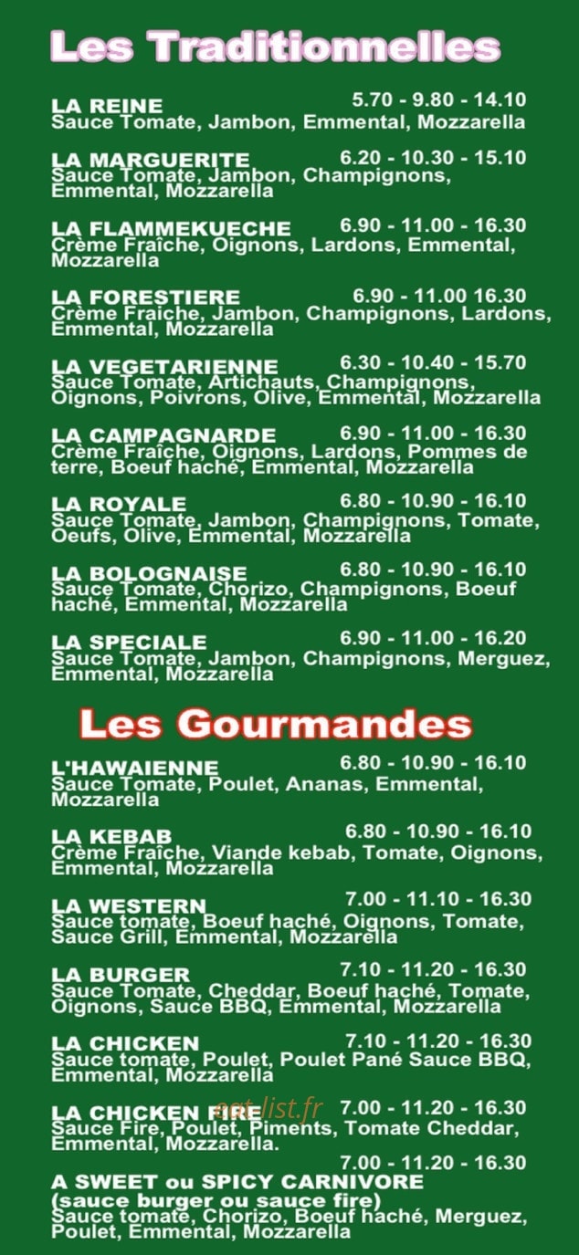 Lulu Pizza — carte page 1
