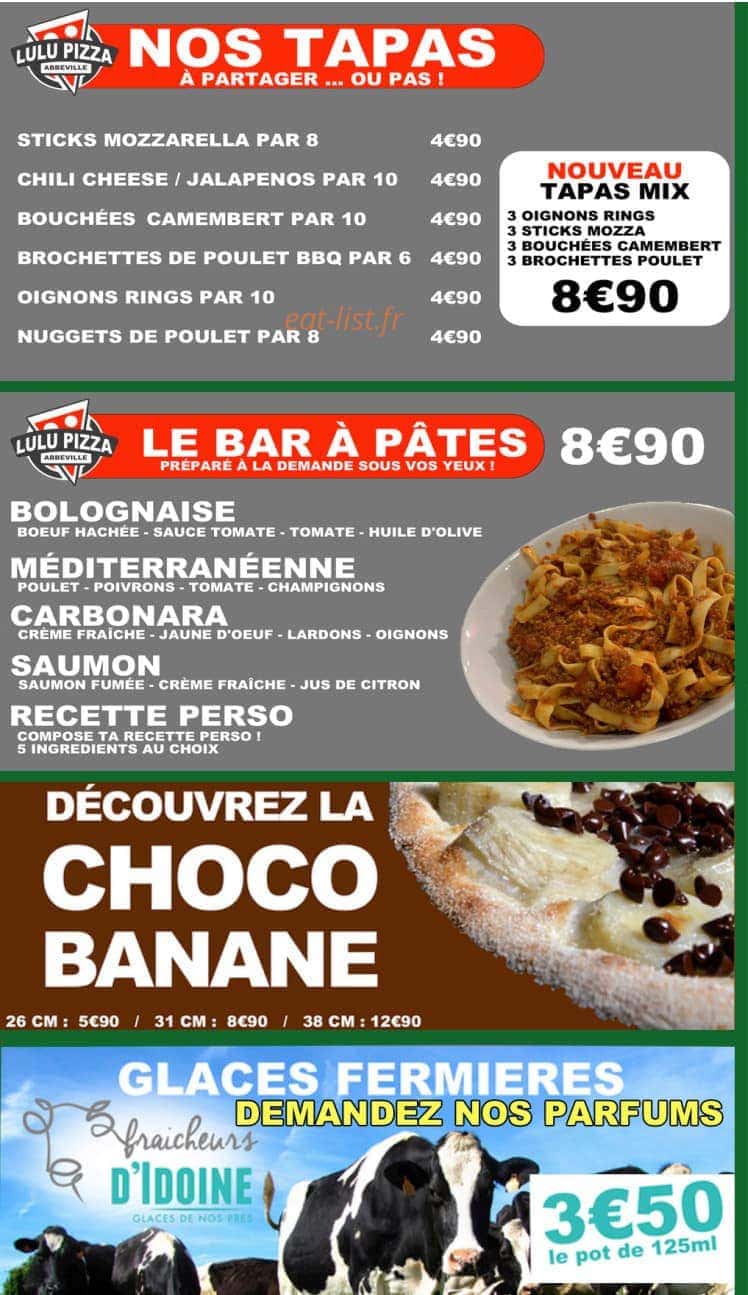 Lulu Pizza — carte page 3