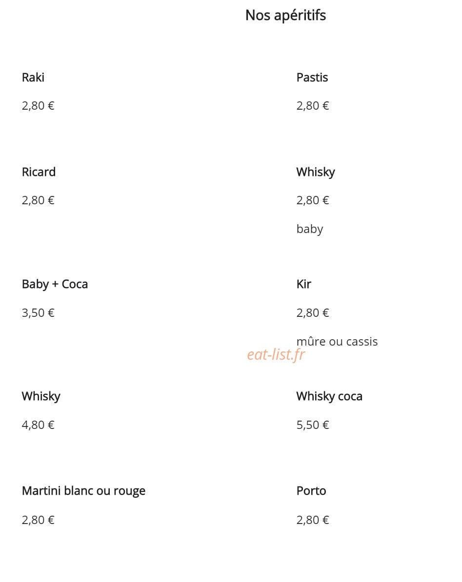 Restaurant Efes — carte page 1