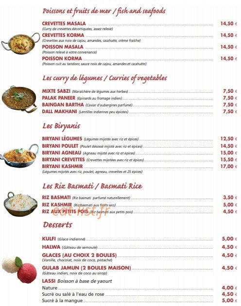 Restaurant Kashmir — carte page 2
