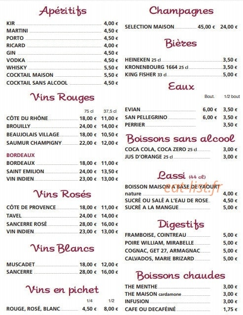 Restaurant Kashmir — carte page 3