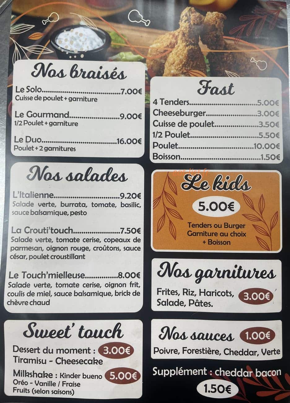 Touch Braisé — carte page 1