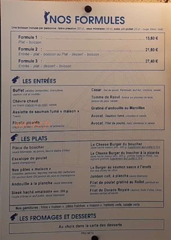 Restaurant Du Golf Club — carte page 2