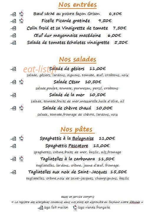Bar de la Motte — carte page 1