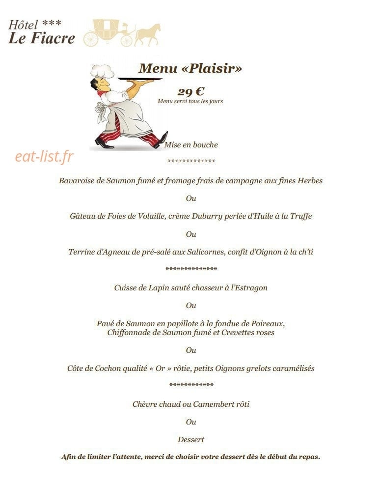 hotel restaurant Le Fiacre — carte page 2