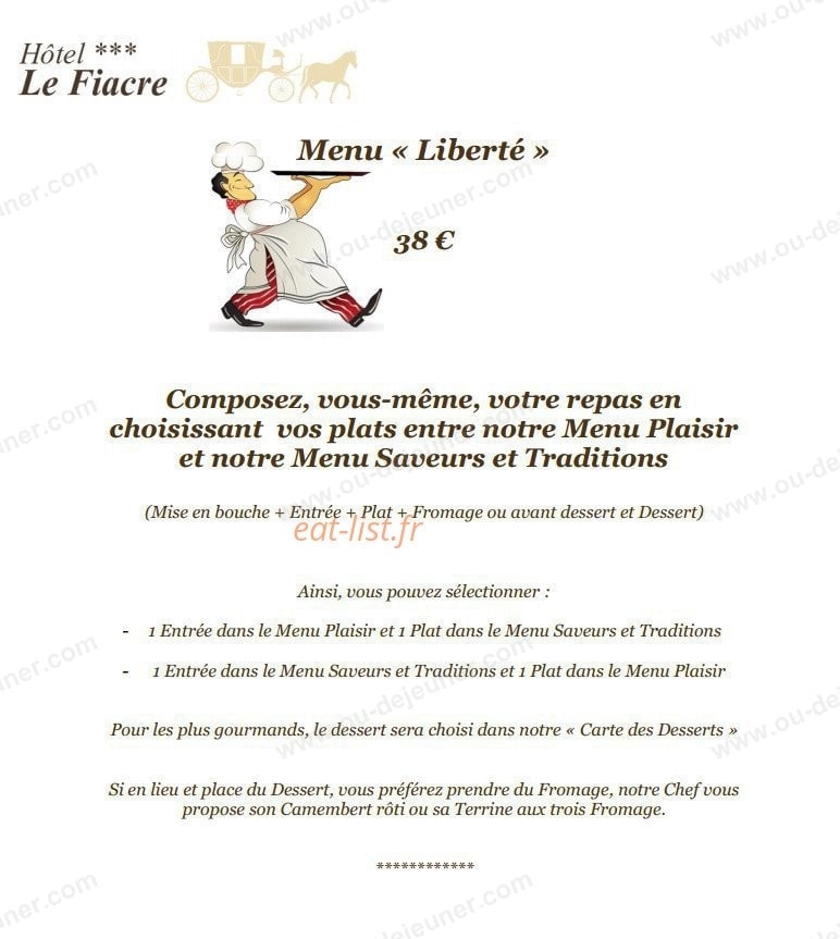 hotel restaurant Le Fiacre — carte page 3