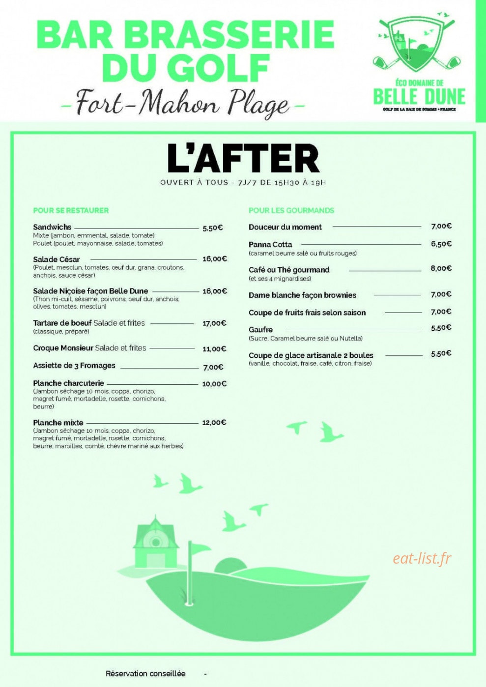 Restaurant du Golf de Belle-Dune — carte page 4