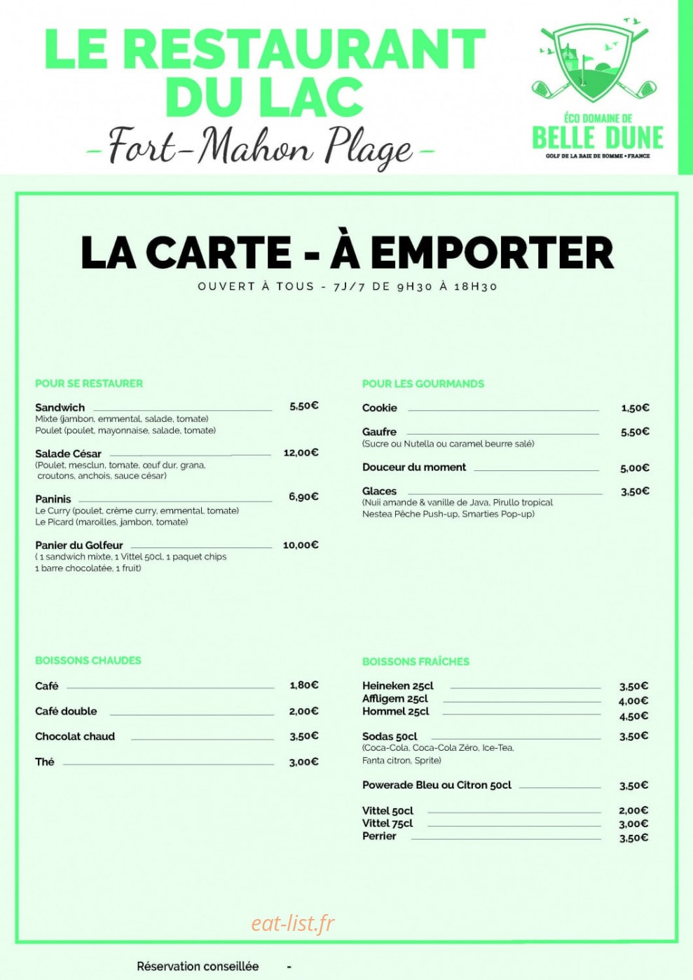Restaurant du Golf de Belle-Dune — carte page 3