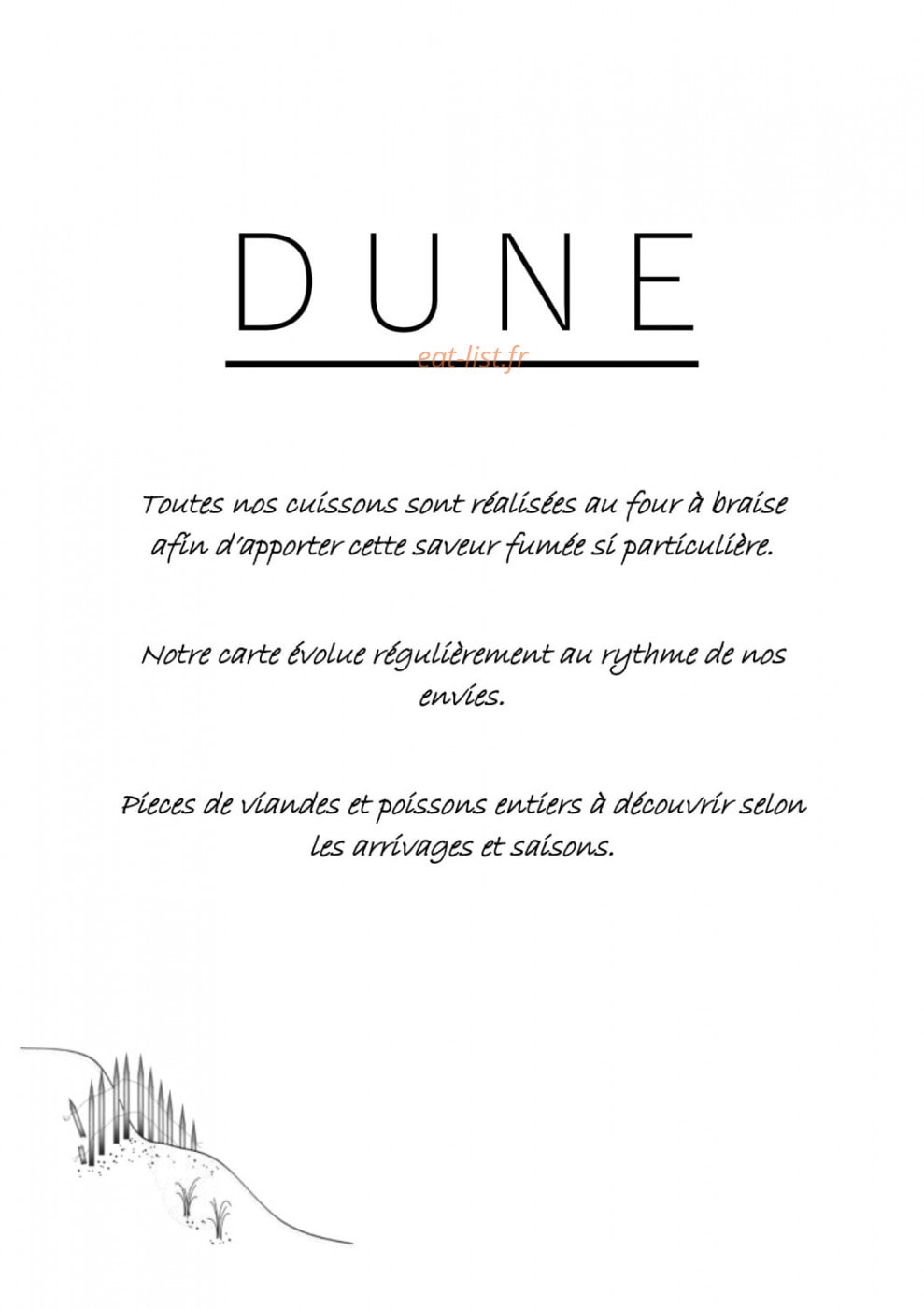 Restaurant Dune — carte page 1