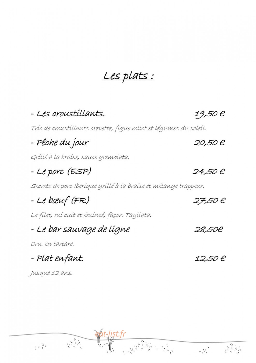 Restaurant Dune — carte page 3