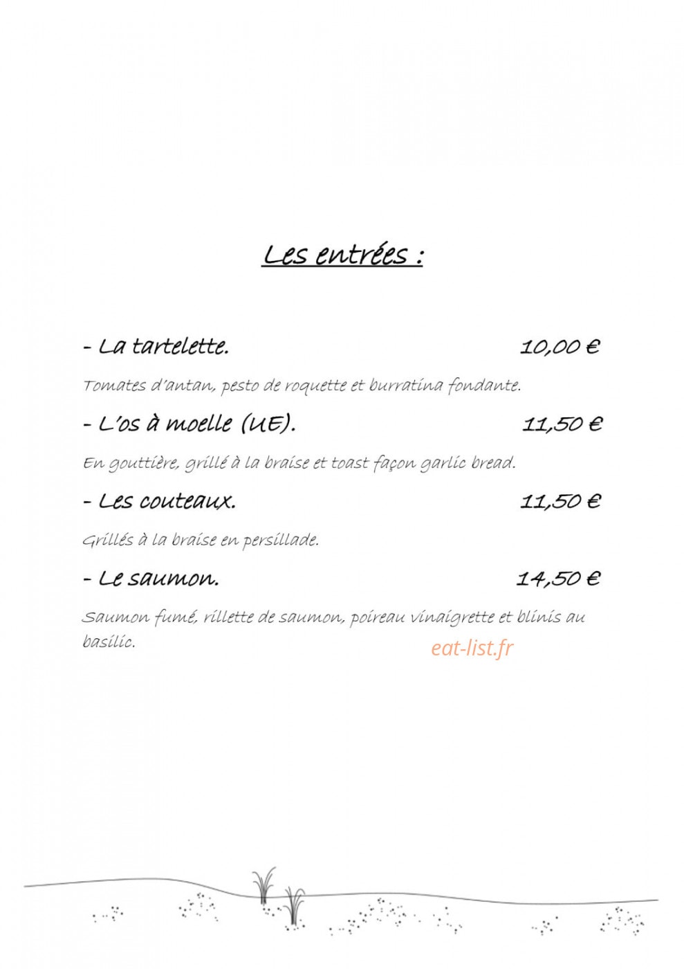 Restaurant Dune — carte page 2