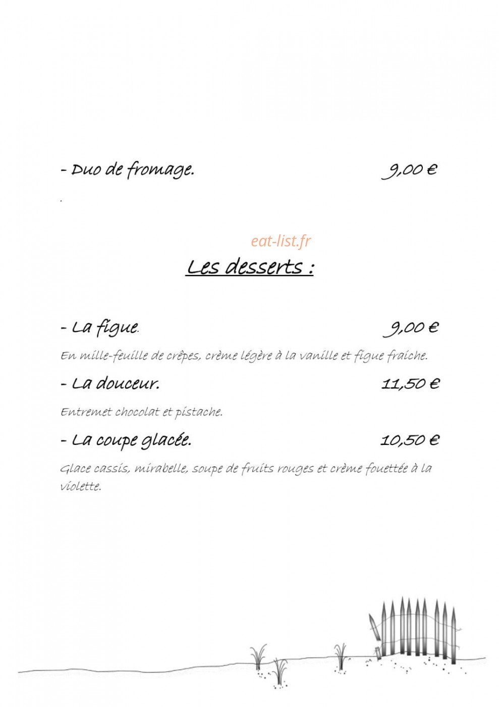 Restaurant Dune — carte page 4