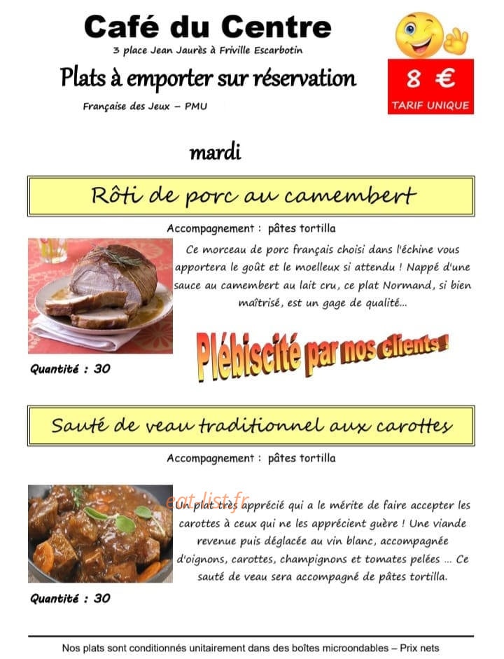 Café du Centre — carte page 1