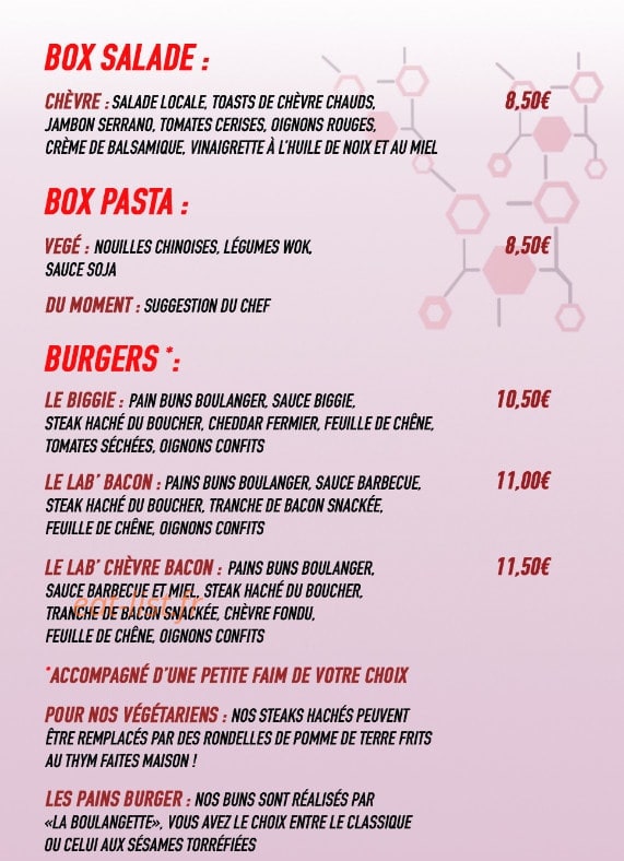 Labo Food — carte page 2