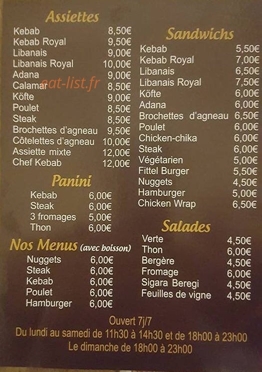 Star Kebab — carte page 1