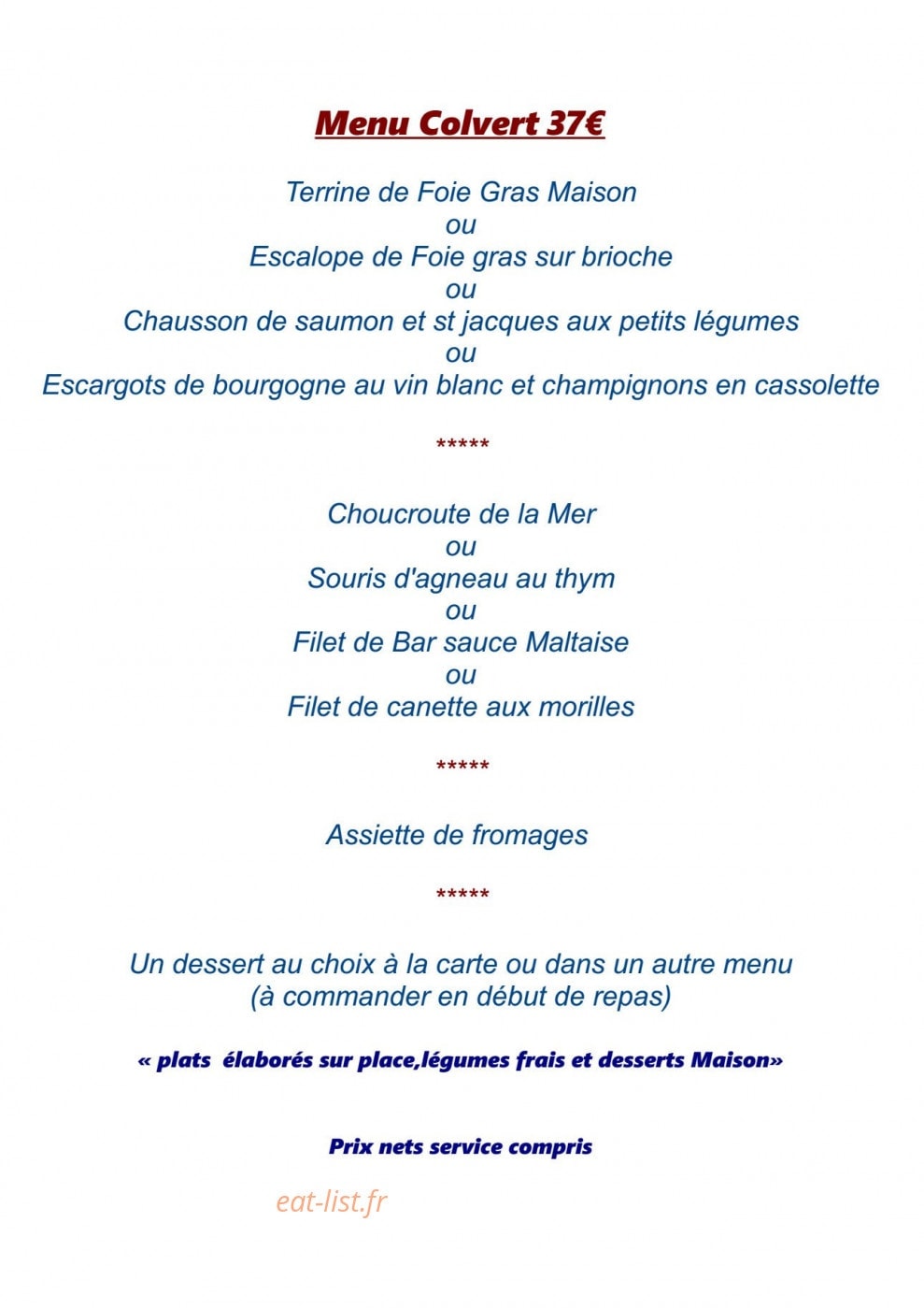 Auberge Du Colvert — carte page 2