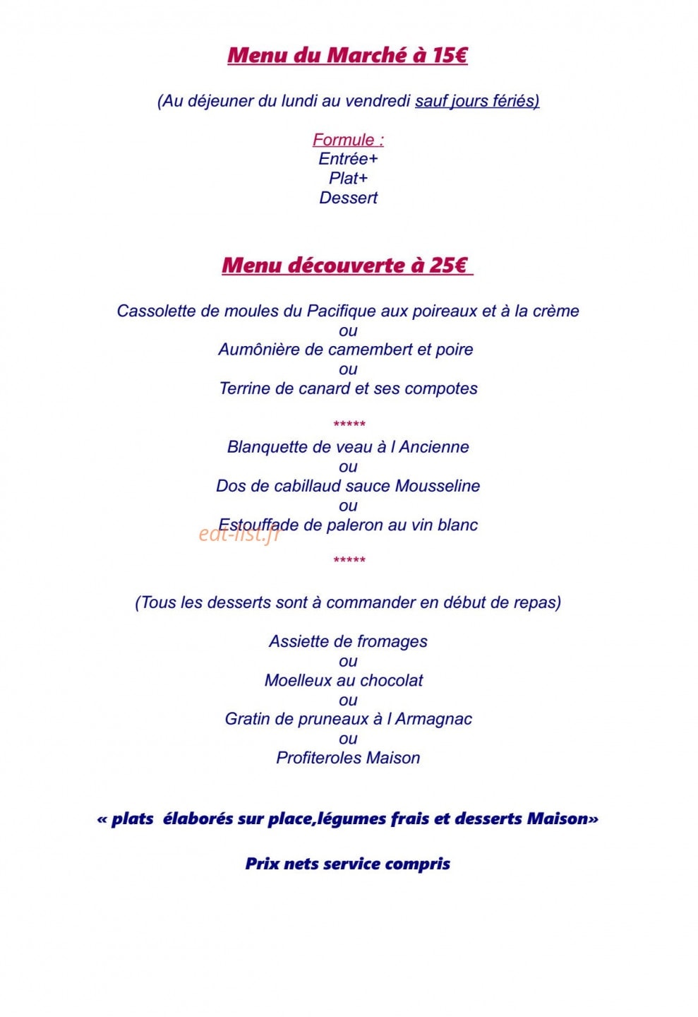 Auberge Du Colvert — carte page 3