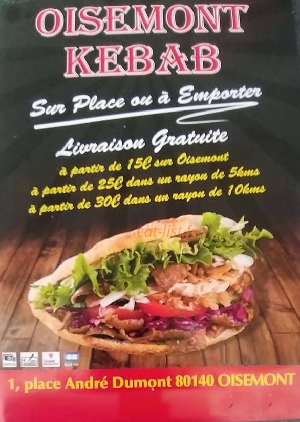 Oisemont kebab — carte page 1