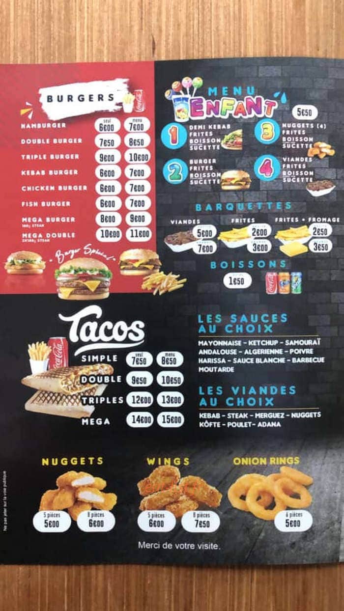Restaurant Turquoise3 — carte page 1