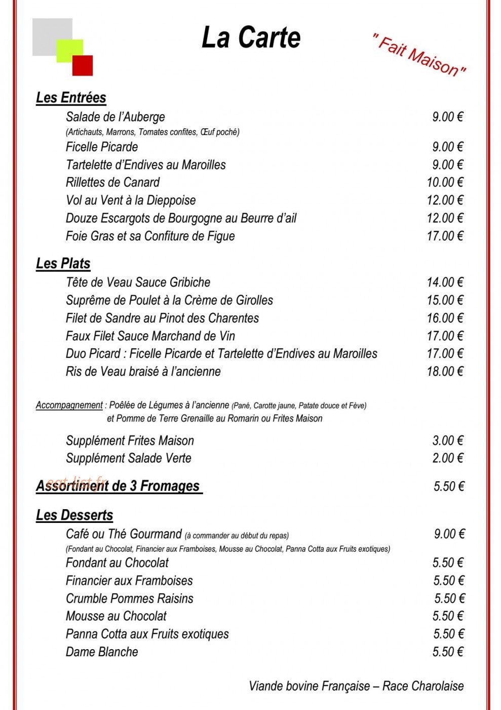 Auberge Les Deux Rives — carte page 4