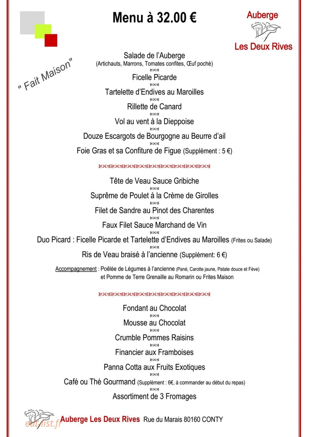 Auberge Les Deux Rives — carte page 2