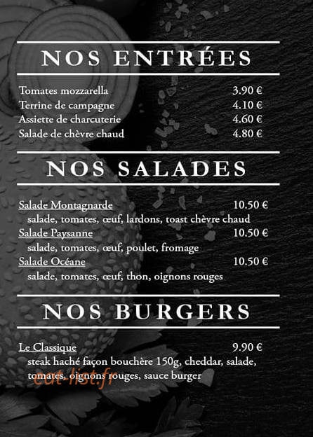 Le Bistrot Neslois — carte page 1
