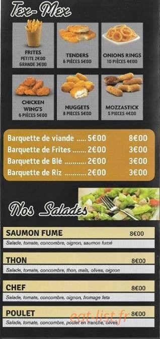 Carte et menu de Deniecourt à Estrees Deniecourt — Tex mex et salades