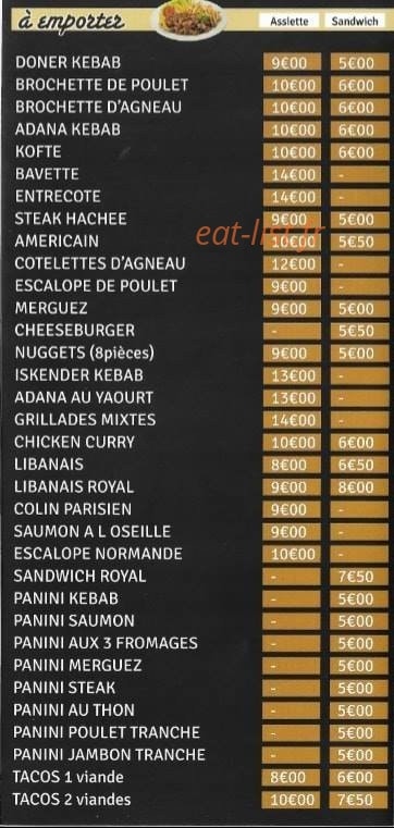 Carte et menu de Deniecourt à Estrees Deniecourt — A emporter