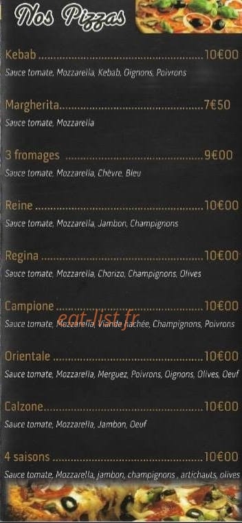 Carte et menu de Deniecourt à Estrees Deniecourt — Pizzas