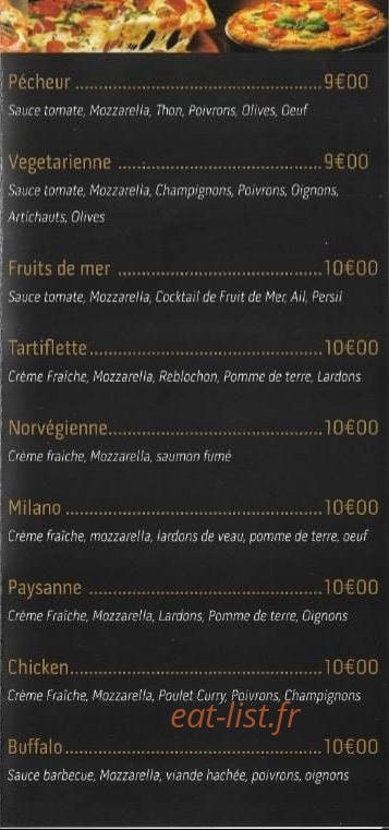 Carte et menu de Deniecourt à Estrees Deniecourt — Pizzas suite