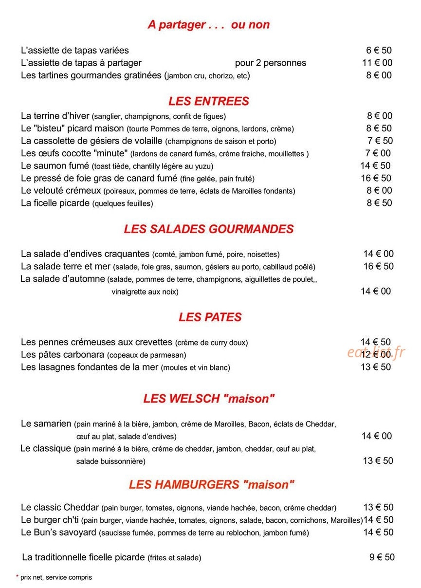 Aux gars du nord — carte page 1