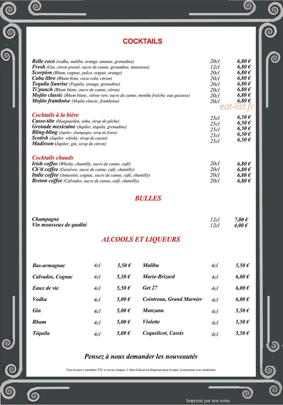 Aux gars du nord — carte page 3