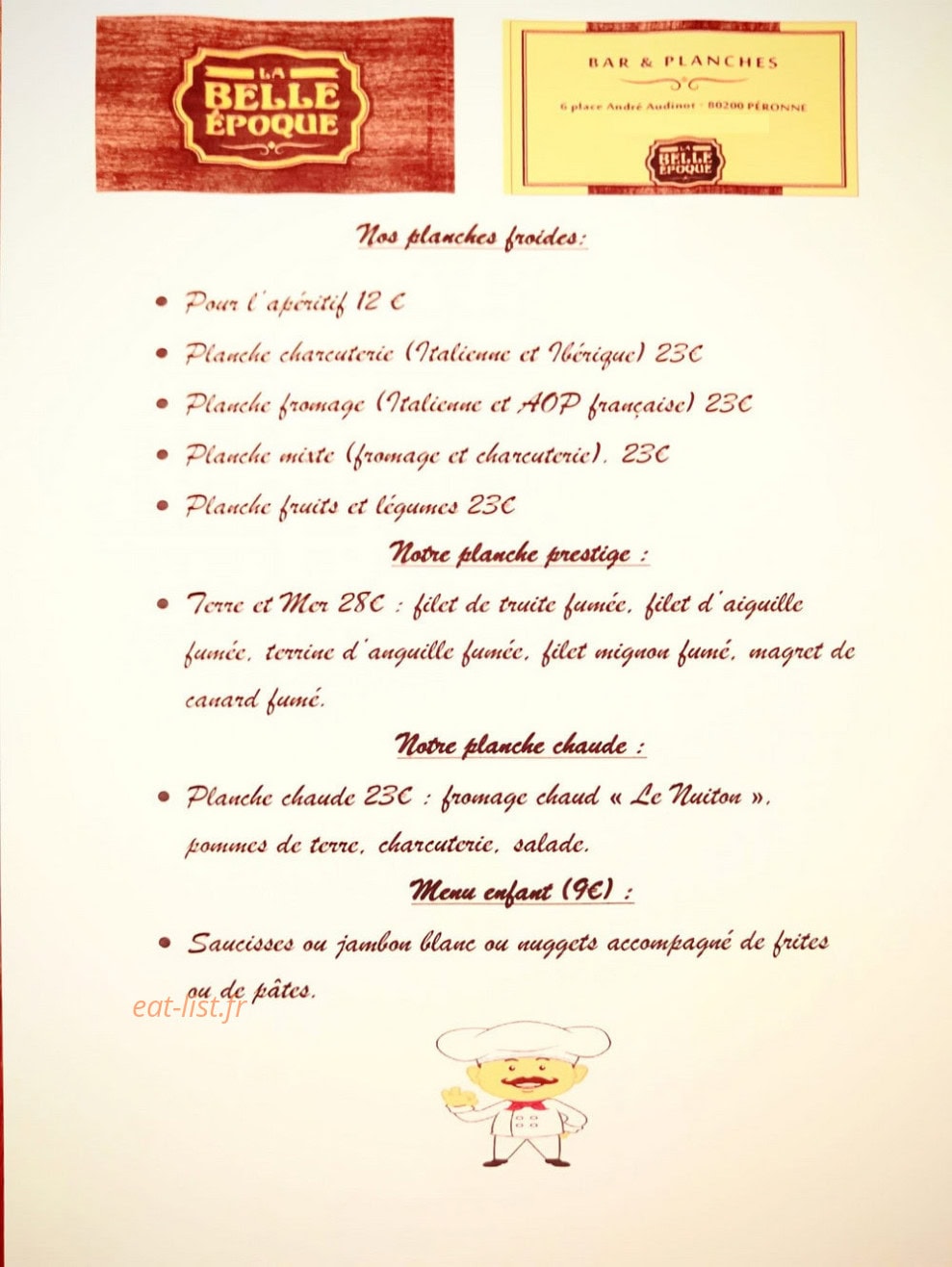La Belle Epoque — carte page 1
