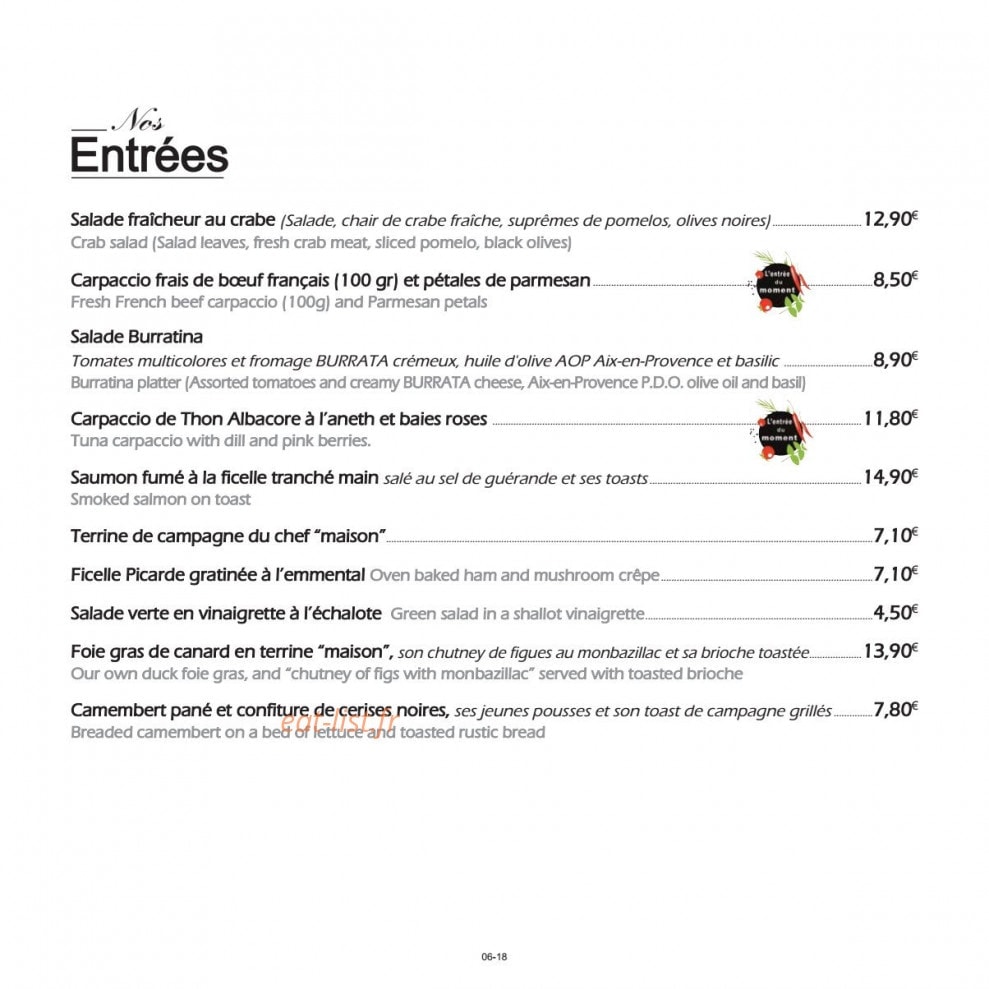 Le Bistrot D'Antoine — carte page 5