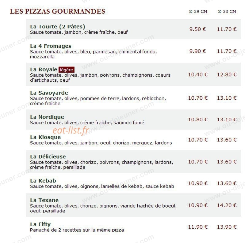 Le Kiosque à Pizzas — carte page 2