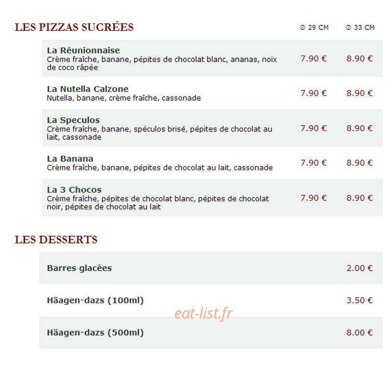 Le Kiosque à Pizzas — carte page 5