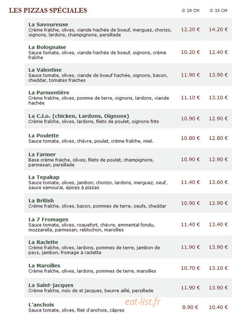 Le Kiosque à Pizzas — carte page 3