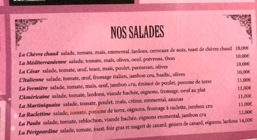 Le Shana Bar — carte page 2