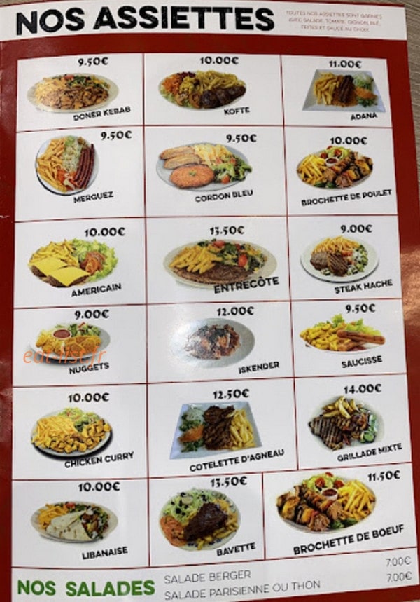 Peronne Grill — carte page 1