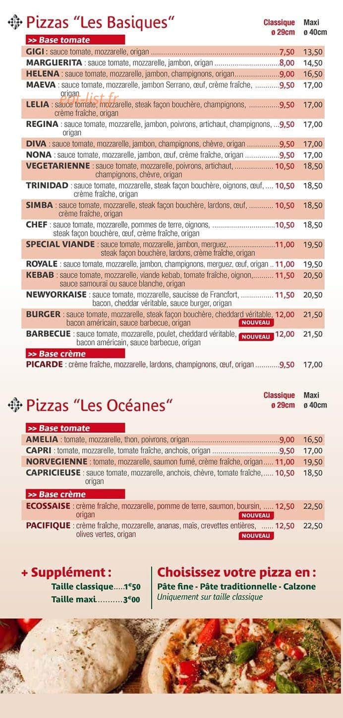 Chris Pizza — carte page 3