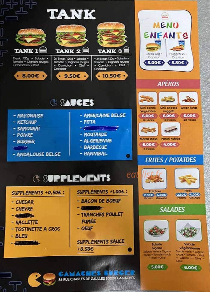 Gamaches burger — carte page 2