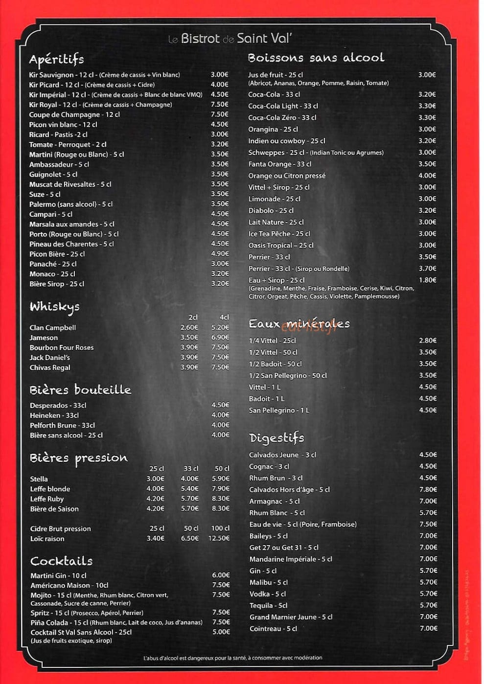 Bistrot de St Val — carte page 6