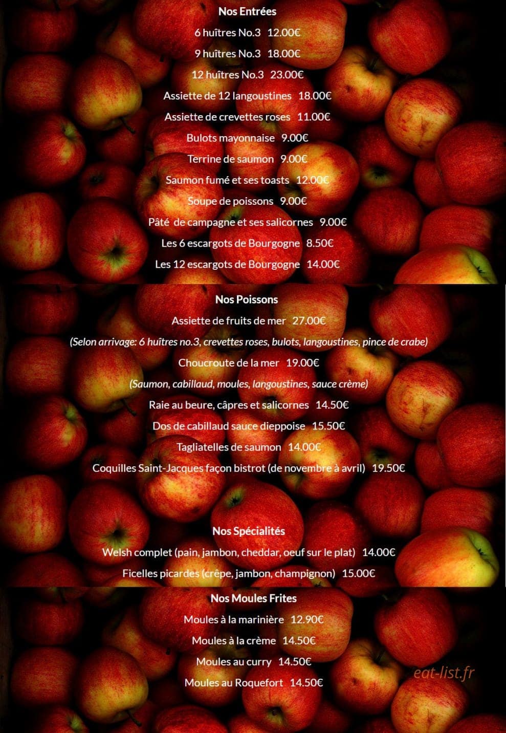 Bistrot de St Val — carte page 2