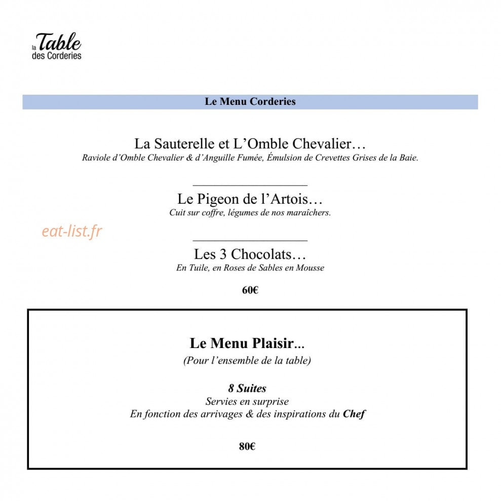 La Table des Corderies — carte page 2