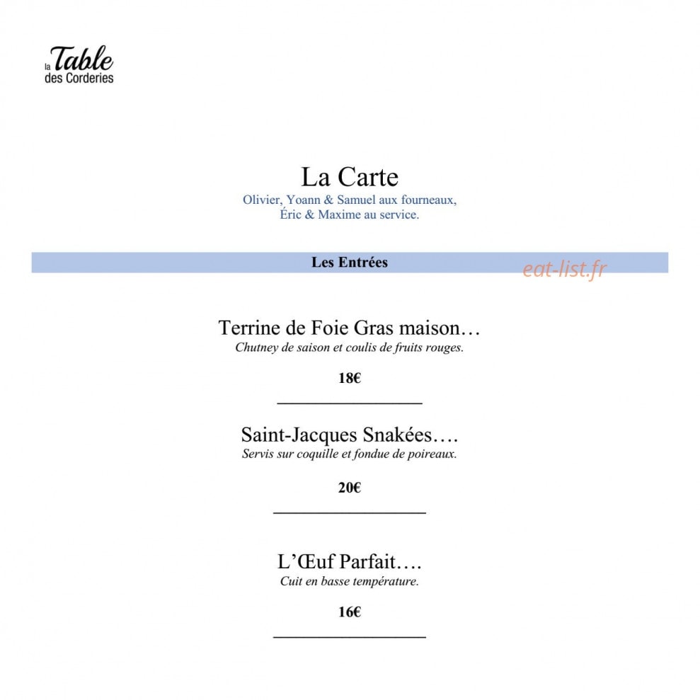 La Table des Corderies — carte page 3