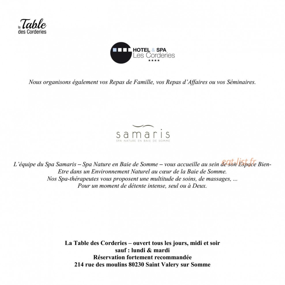 La Table des Corderies — carte page 6