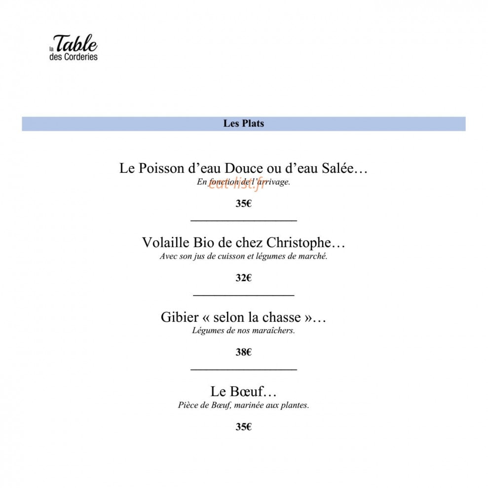 La Table des Corderies — carte page 4