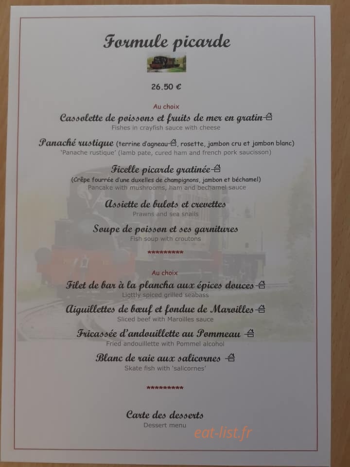 Carte et menu de Le Nicol's à Saint Valery sur Somme — Formule 26,5€