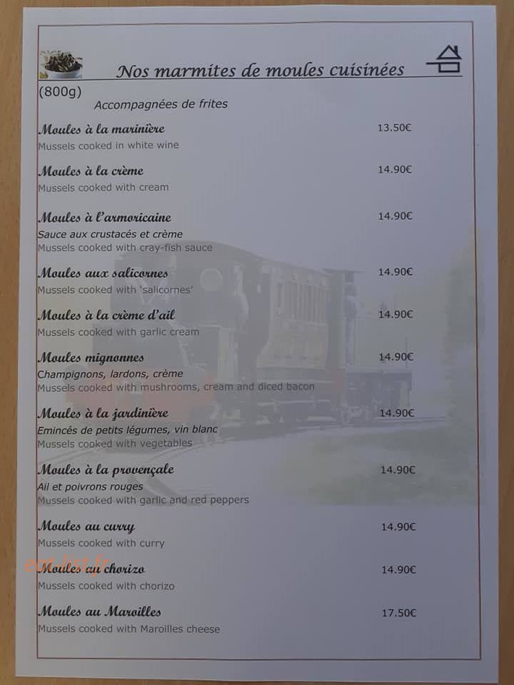 Carte et menu de Le Nicol's à Saint Valery sur Somme — Les moules